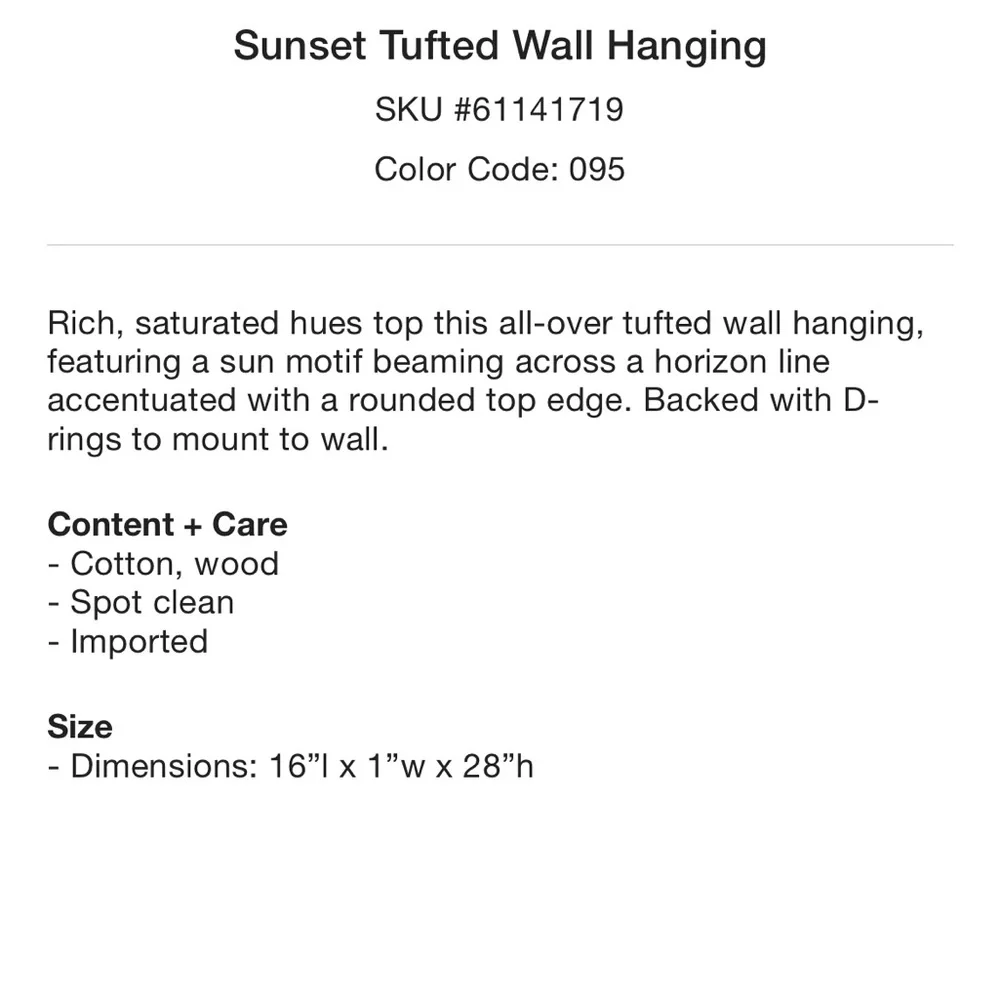 Sunset tufted wall hanging